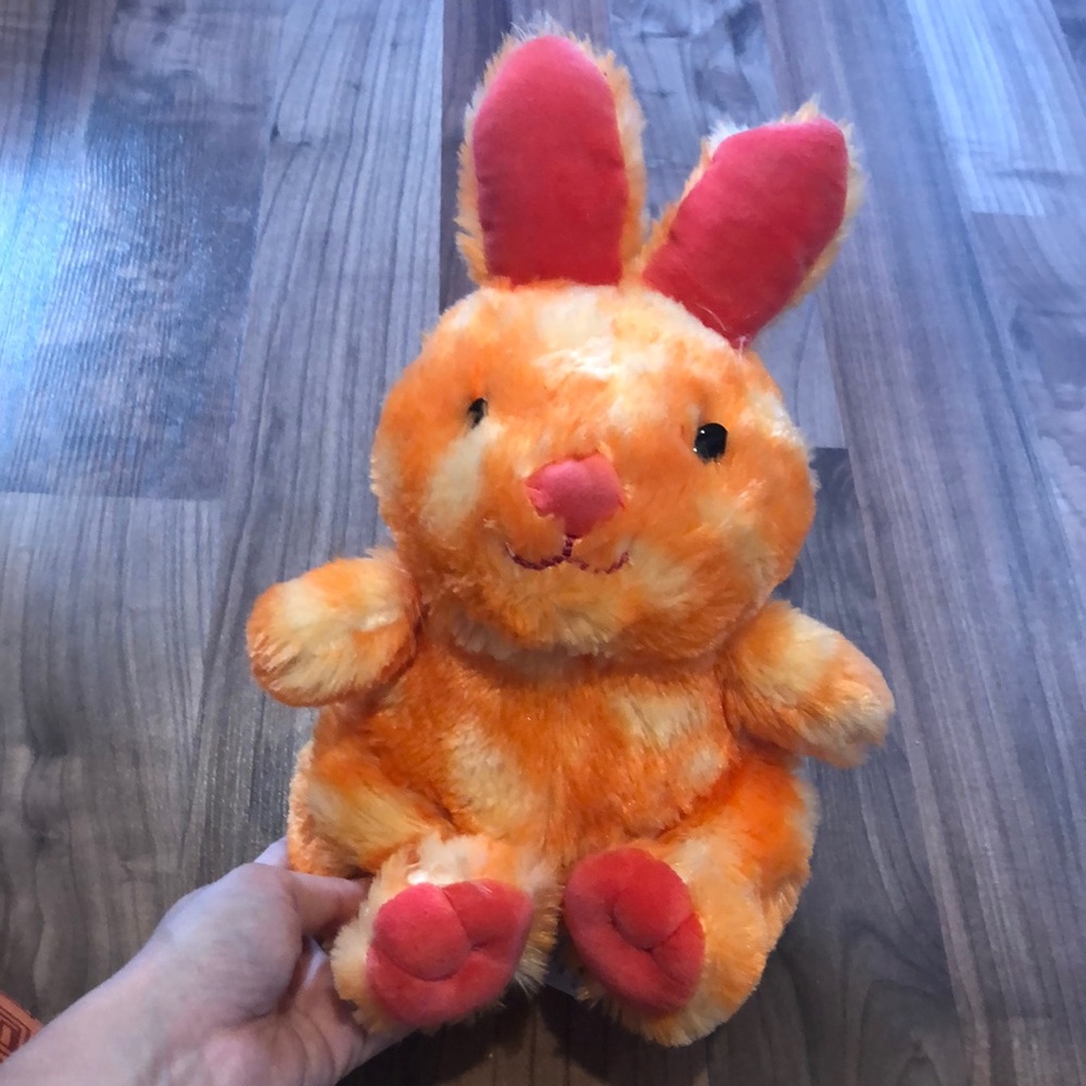 Orange/pink tye dye bright bunny stuffy